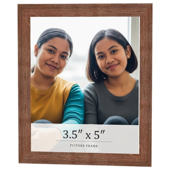 3.5x5 Frame Brown Farmhouse Solid Wood Picture Frame Width 1.5 Inches | Interior Frame Depth 0.5
