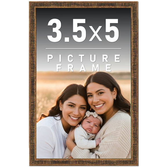 3.5x5 Frame Gold Picture Frame - Complete Modern Photo Frame Includes UV Acrylic Shatter Guard