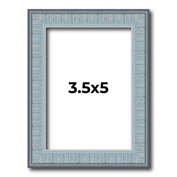 3.5x5 Frame Rustic Sky Blue Solid Wood Picture Frame | 0.75 Inch Moulding Width |Includes UV