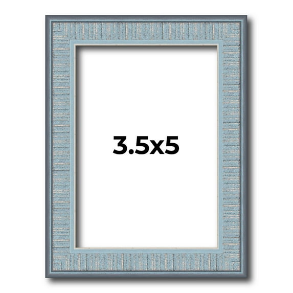 3.5x5 Frame Rustic Sky Blue Solid Wood Picture Frame | 0.75 Inch Moulding Width |Includes UV