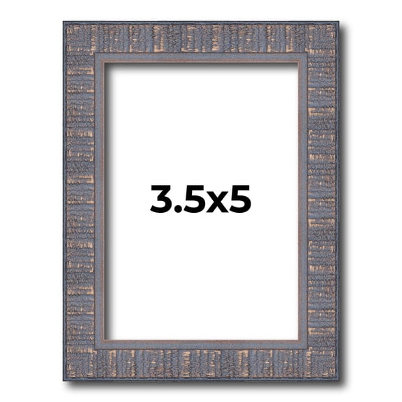 3.5x5 Frame Slate Blue Distressed Rustic Solid Wood Picture Frame | 0.75 Inch Moulding Width |