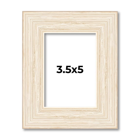 3.5x5 Frame White Barnwood Picture Frame - Modern Photo Frame Includes UV Acrylic Shatter Guard