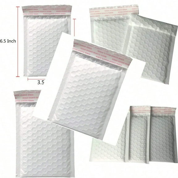 3.5x5 Inch White Poly Bubble Mailers Padded Envelopes Self-Sealing Shipping Bags 50 Pack