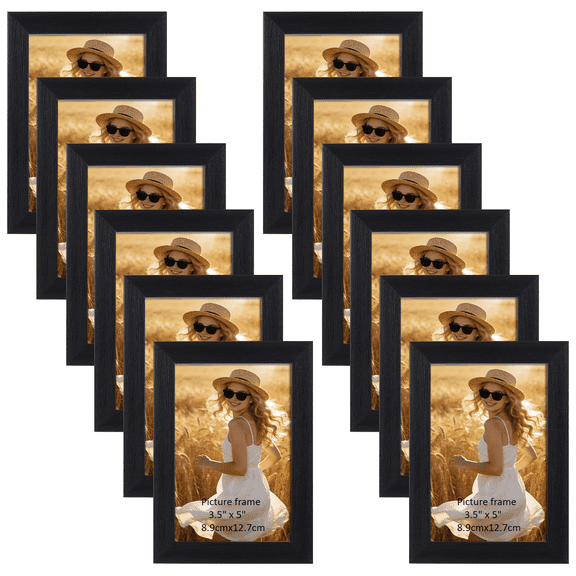 3.5x5 Picture Frame Set of 12,Black Gallery Frames for Wall and Table Decoration