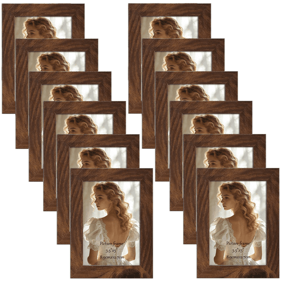 3.5x5 Picture Frames, Distressed Brown 3.5 by 5 Photo Frames Bulk for Desktop Display or Wall Mount, 12 Pack