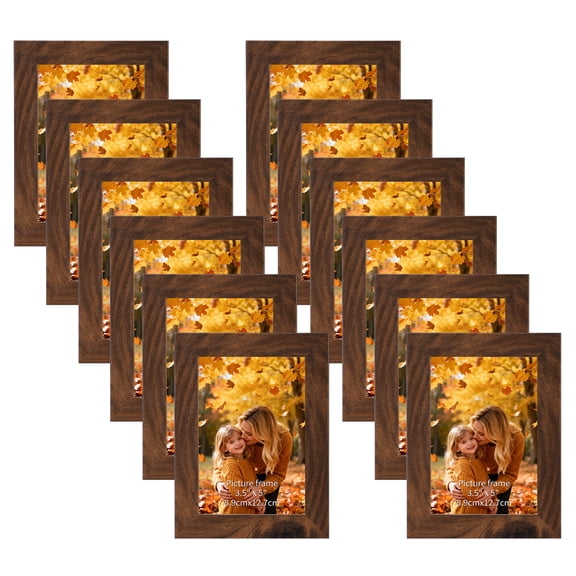 3.5x5 Picture Frames, Distressed Brown 3.5 by 5 Photo Frames Bulk for Desktop Display or Wall Mount, 12 Pack