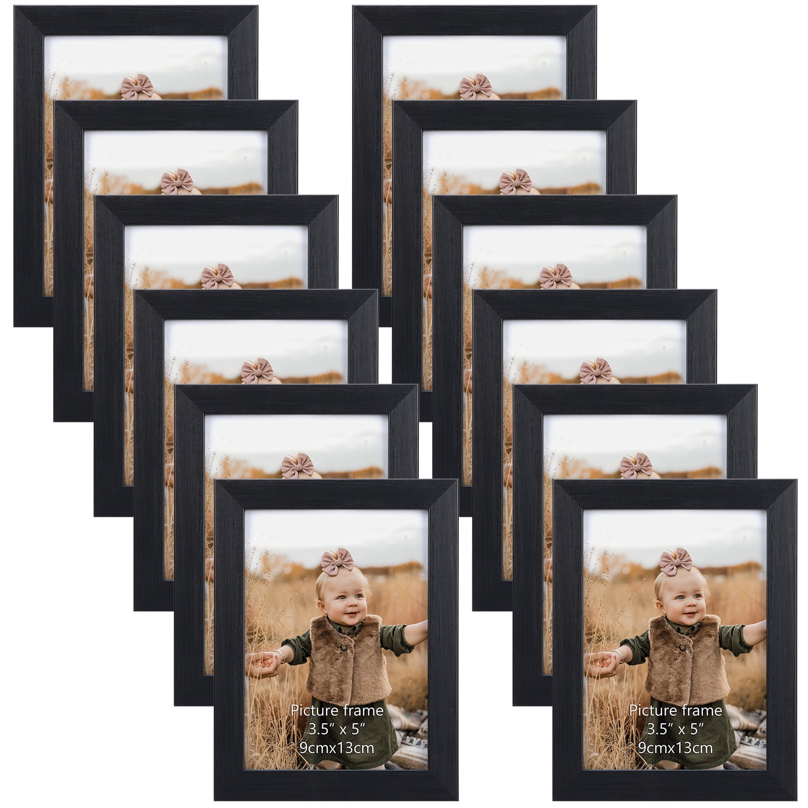 Variety Gallery 3.5x5 Black Picture Frames Set of 12, Wall Mount and