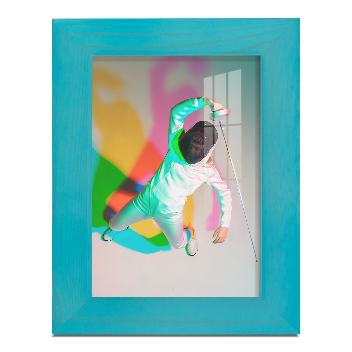 3.5x5 Wood Grain Picture Frame - Cyan