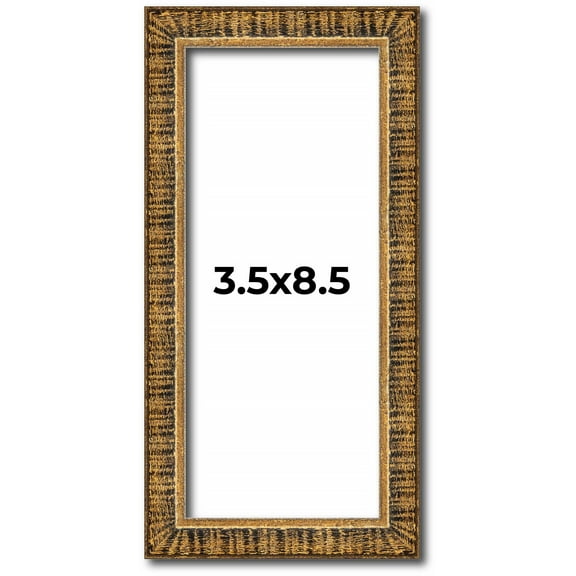 3.5x8.5 Frame Gold Solid Wood Picture Frame Includes UV Acrylic Plexiglass, Acid Free Foam Backing