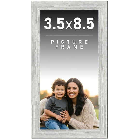 3.5x8.5 Frame White Barnwood Picture Frame - Modern Frame Includes UV Acrylic Plexiglass, Acid Free