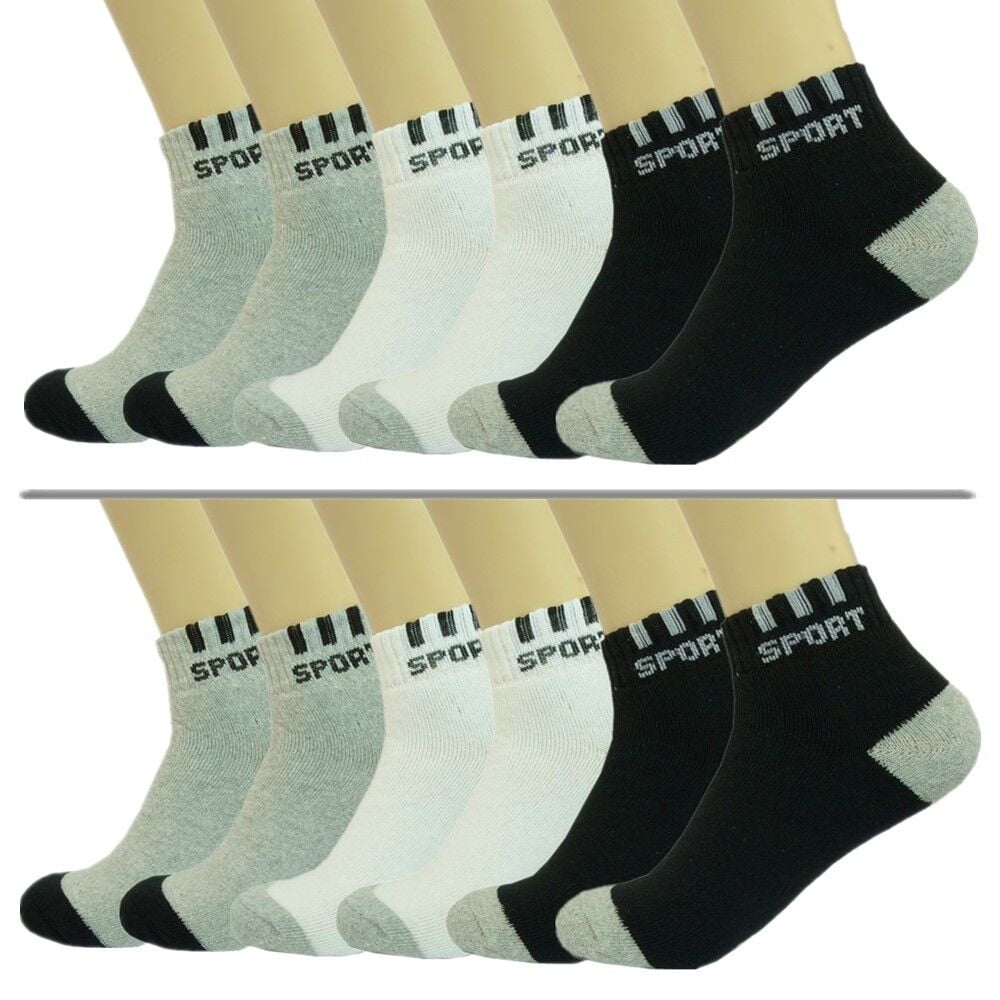 3 6 12 Pairs Mens Ankle Quarter Crew Work Sports Socks Cotton Low Cut