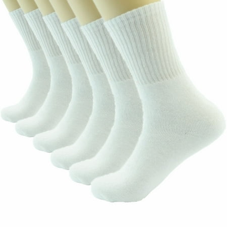 3 6 12 Pairs Mens White Sports Athletic Work Crew Cotton Socks Size 9-11 10-13