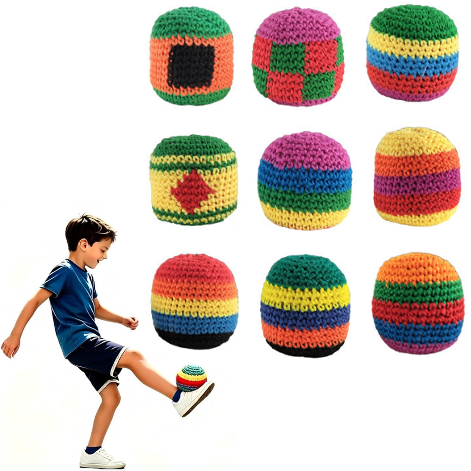 3/6/12PCS Footbag Sack for Kick Ball, Hand-Made Knitted Footbag ...