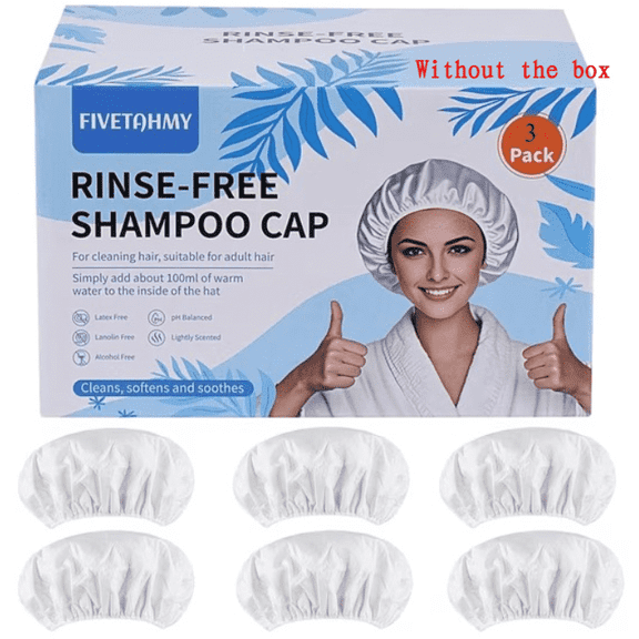Unbranded No Rinse Waterless Hair Wash Cap, Portable Design Non-Slip Shower Cap, White 3pcs