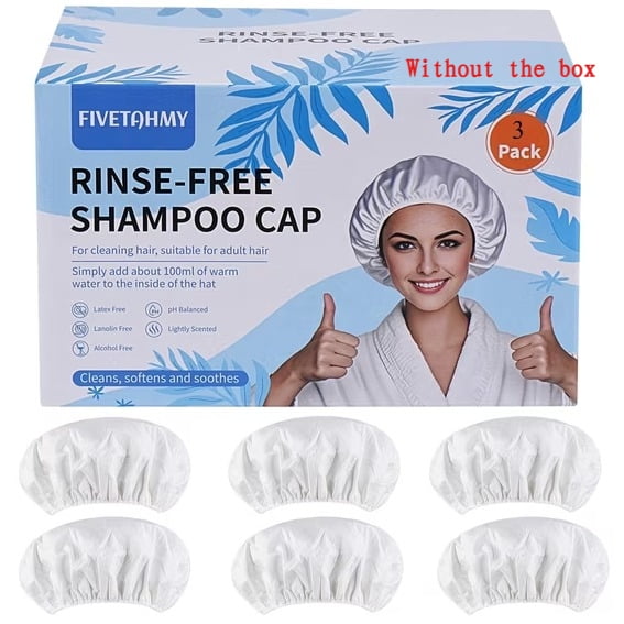 3/6 /12Pack Shampoo Caps, No Rinse Waterless Hair Wash Cap for Bedridden Patients, Elderly and Post Surgery People, Suitable for Hospital, Camping and Home Use,Rinse Free Caps Portable Design