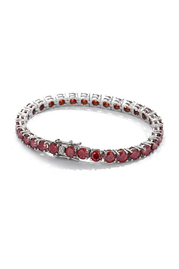 3-6.5mm Moissanite Tennis Bracelets Round Cut D Color VVS1 Clarity Red Diamond Bracelets for Women S925 Sterling Silver Bracelets 5.5-9 inchs Charm Jewelry Gifts