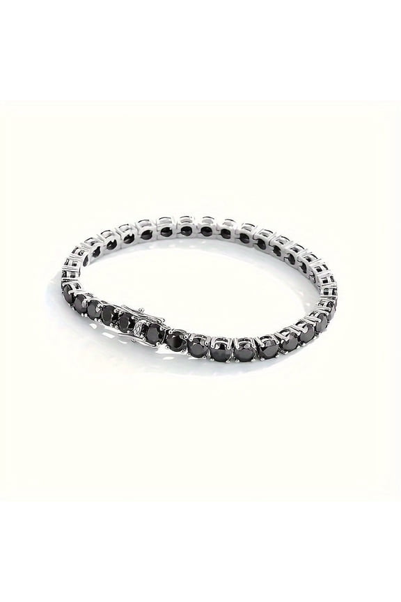 3-6.5mm S925 Sterling Silver Black Moissanite Tennis Bracelet - Glamorous Style - A Timeless Gift for Her on Mothers Day, Birthday, Wedding, Anniversary, Engagement, or Graduation