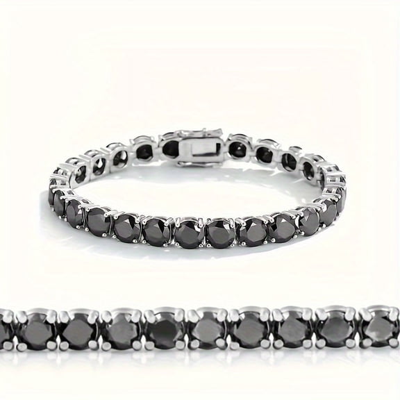 3-6.5mm black moissanite tennis bracelet for women men with multiple lengths to choose from 925 silver fashion Lab Grown Diamond Tennis Bracelet Black Diamond Bracelet