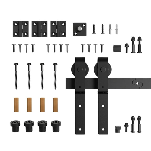 3-6.6FT Bi-Folding Sliding Barn Door Hardware Kit Heavy Duty Roller Track Kit For 2 Doors Smoothly Quietly Easy To Install ,Easy to Install