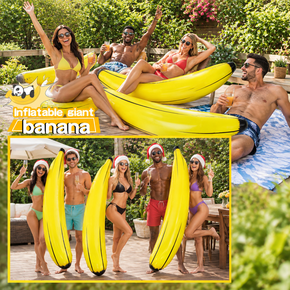 3/ 6 70 Inch Gaint Inflatable Banana Props Balloons Large Blow Up Pool Float For Bachelorette Summer Party Decoration (yellow Styl