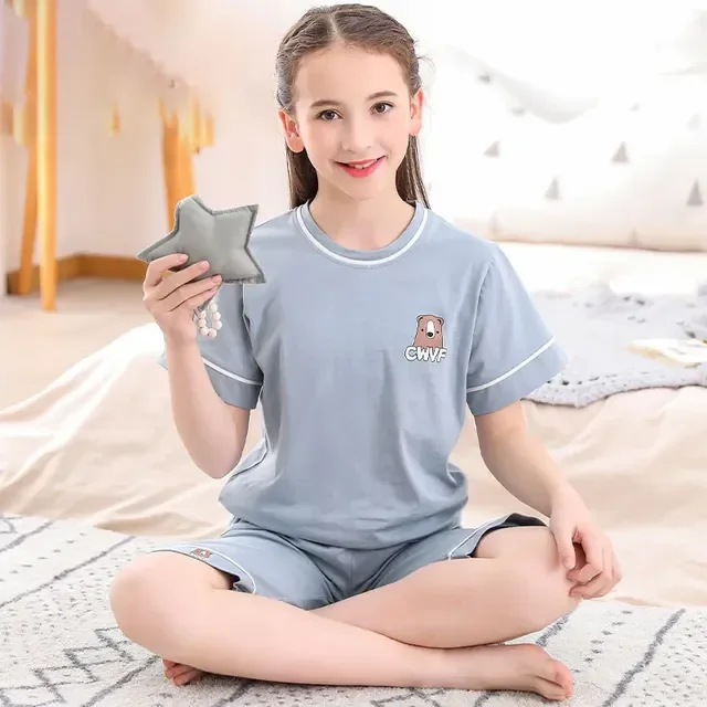 3 6 9 12 14 Year Child Boy Girl Pajamas Cartoon Sleepwear Tops Pants Clothing Sets for Teens Girls Pyjama Kids Cotton Pijamas Walmart