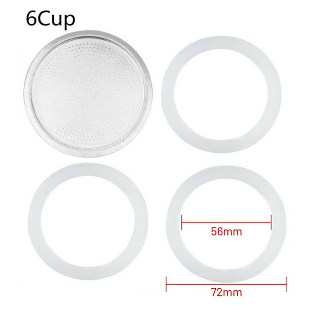 3/6/9/12 Cup Replacement Silica Gel Gaskets+ aluminum Filters for Moka