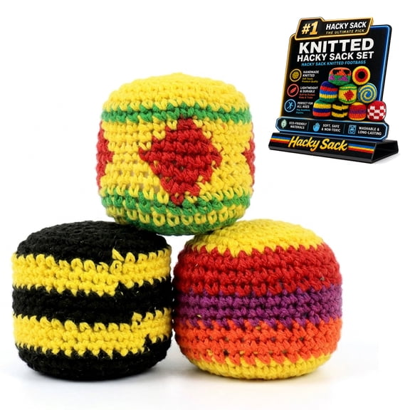 3/6/9/12PCS Hacky Sacks for Adults & Kids, Footbag Sand Filled Sack Ball Set, Professional Knit Foot Bag Bulk Pack for Juggling, Kicking & Outdoor Games