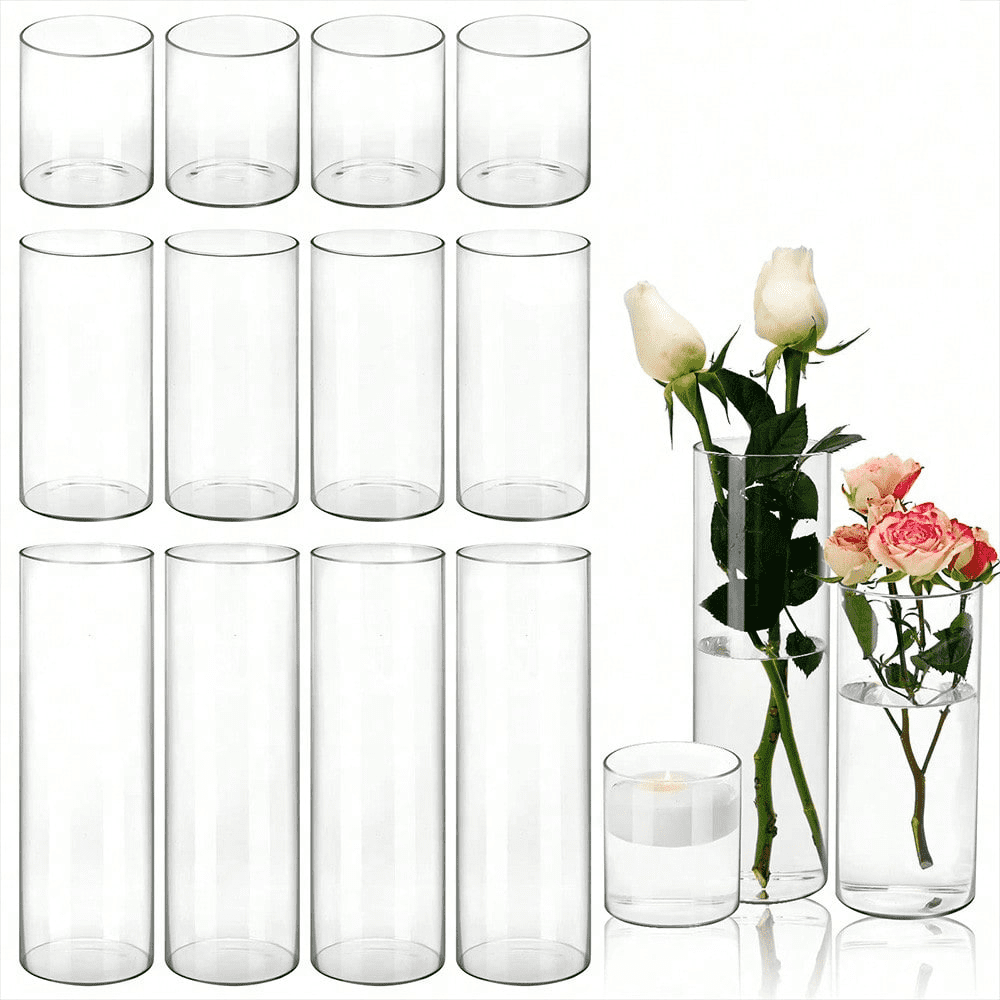 3/6/9/15/27pcs Glass Vases For Flowers Tall Clear Vases For ...