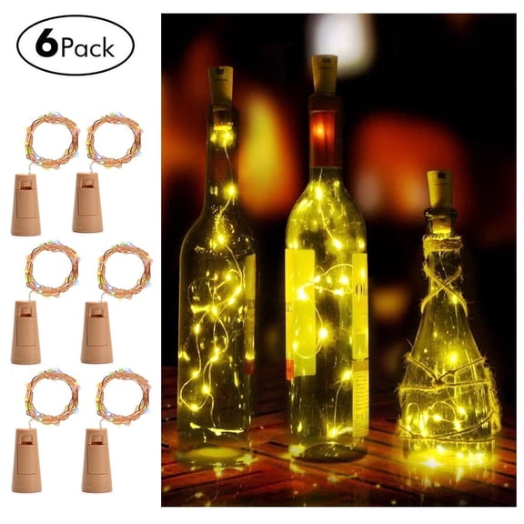 3/6/9 Pack 20 LED 6.5ft Wine Bottle Light, Cork Shape Light Bottle Mini String Lighting Copper Wire Light for Christmas Wedding and Party Decoration