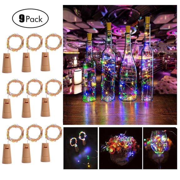 3/6/9 Pack 20 LED 6.5ft Wine Bottle Light, Cork Shape Light Bottle Mini String Lighting Copper Wire Light for Christmas Wedding and Party Decoration