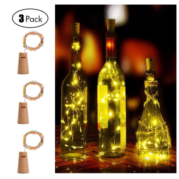 3/6/9 Pack 20 LED Wine Bottle Light, Cork Shape Light Bottle Mini String Lighting Copper Wire Light for Christmas Wedding and Party Decoration