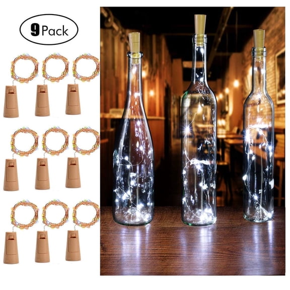 3/6/9 Pack 20 LED Wine Bottle Light, Cork Shape Light Bottle Mini String Lighting Copper Wire Light for Christmas Wedding and Party Decoration