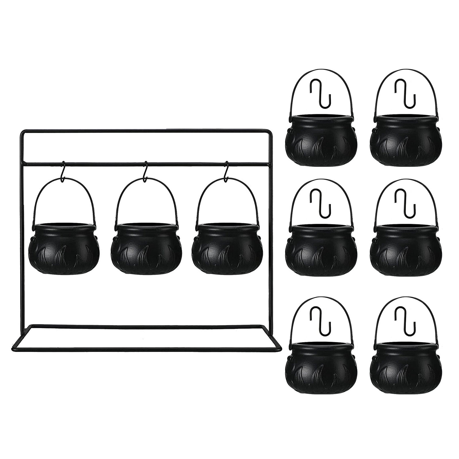 3/6/9Pcs Metal-Stand Witches Cauldron Set With Flame Design For ...