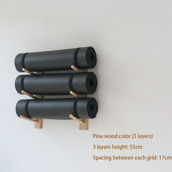 3 /6/9layer Wall Hanging Fitness Organizer, Yoga Mat Holder Wall Mount Wooden Organizer Rack - Foam Roller Storage Rack Wood For Home Gym Decor