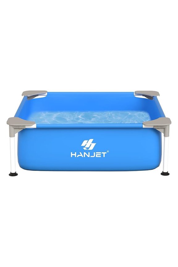 3.6 Foot x 13.8 Inch Kids Swimming Pool Above Ground, Rectangle Eco-Friendly Odorless Backyard Pool, Easy to Clean & Durable Frame for Toddlers