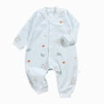 thumbnail image 1 of 3-6 Infant Jumpsuit Baby And Winter Clothing Baby Crawling Long Sleeve Romper Long Sleeve Newborn Fall Winter Clothes,Sky Blue Jumpsuit Sleep & Play One-Piece Bodysuit, 1 of 5