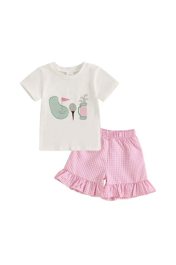 3-6 Month Girl Clothes With Bow Summer Baby Girl Back to School Outfit First Day of School Smocked Shirt Plaid Shorts Set Toddler Kindergarten Clothes