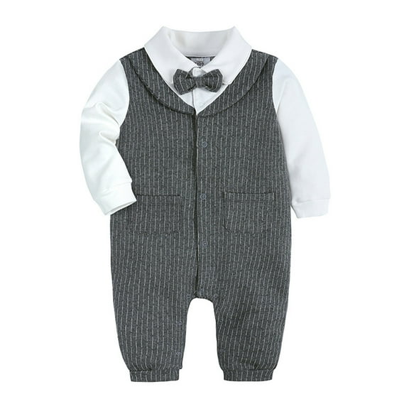 3-6 Months Baby Boy Clothes Set Infant Boy's Long Sleeve Romper Toddler Boys Fall Winter Outfits Suit Birthday Gift Gray C