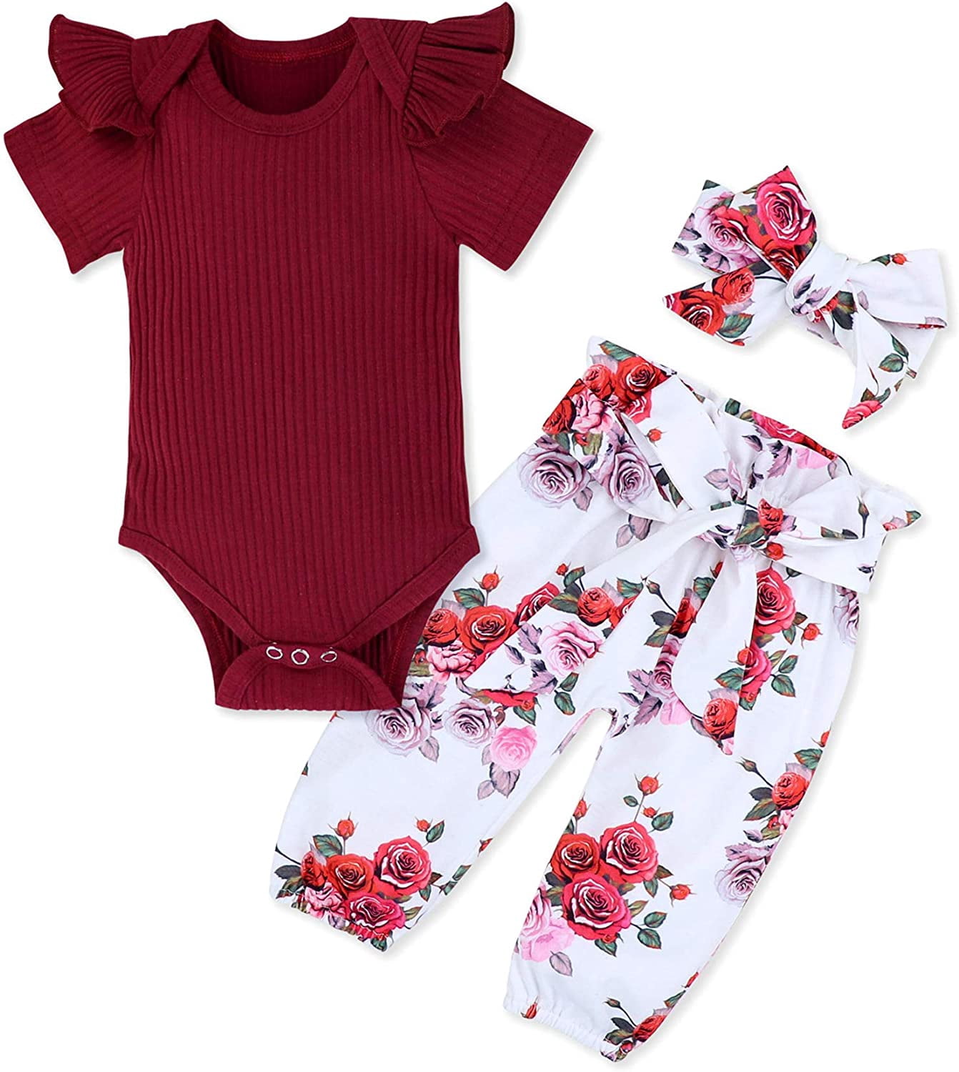 3-6 Months Baby Girls Clothes Cute Baby Clothes Girls Romper + Pant 3pcs Winter Outfit 3-6 Months