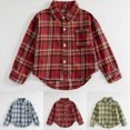 thumbnail image 1 of 3-6 Months Infant Boys Long Sleeve Plaid Dress Shirts Button Up School Uniform Kids Spring Fall Clothes Tops for 3M-11T Infant Baby to Tween, 1 of 6
