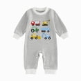 thumbnail image 1 of 3-6 Months Infant Jumpsuit Long Sleeve Romper For Boys Spring Fall Unisex Baby Romper With Embroidered Car Design And Pattern,Grey Jumpsuit Sleep & Play One-Piece Bodysuit, 1 of 4