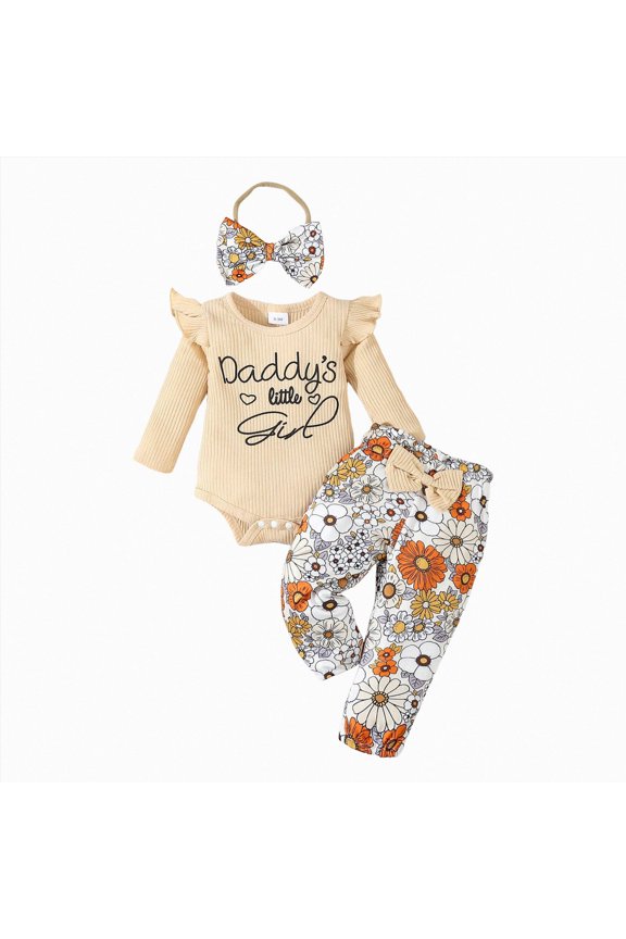 3-6 Months Infant Outfits Girls Sweatshirt + Joggers Pants Set Baby Sleeve Bodysuit+Floral Pants Long Ruffles Gils 2Pc Set School Set