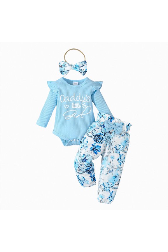 3-6 Months Infant Outfits Girls Sweatshirt + Joggers Pants Set Baby Sleeve Bodysuit+Floral Pants Long Ruffles Gils 2Pc Set School Set