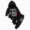 thumbnail image 1 of 3-6 Months Newborn Baby Boy Clothes Plaid Letter Print Long Sleeve Hoodies Long Pants 2PCS Fall Winter Outfits Set Black, 1 of 7