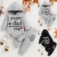 thumbnail image 1 of 3-6 Months Newborn Baby Boy Clothes Plaid Letter Print Long Sleeve Hoodies Long Pants 2PCS Fall Winter Outfits Set Grey, 1 of 7