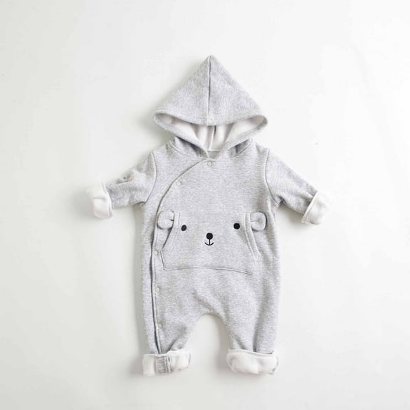3-6 Months Newborn Baby Boy Girl Clothes Ribbed Knitted Cotton Long Sleeve Romper Long Pants Solid Color Fall Winter Outfits Gray