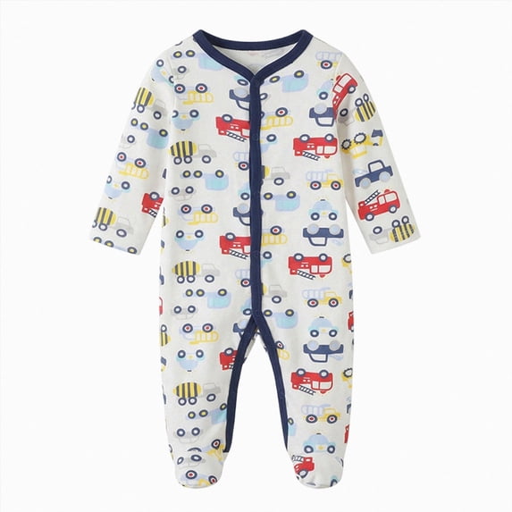 3-6 Months Newborn Baby Boys Girls Jumpsuit Footed Long Sleeve Button Bodysuit Outfits Warm Snowsuit Jumpsuit Unisex Fall Winter