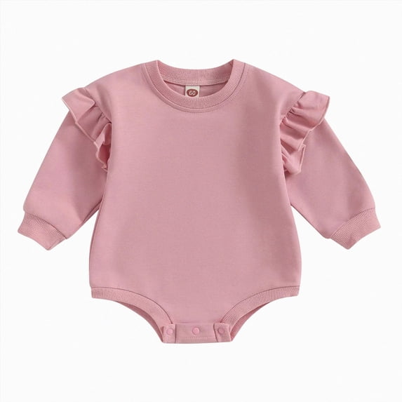 3-6 Months Newborn Baby Girl Boy Sweatshirt Romper Long Sleeve 0 3 6 12 18 Months Fall Winter Clothes Pink