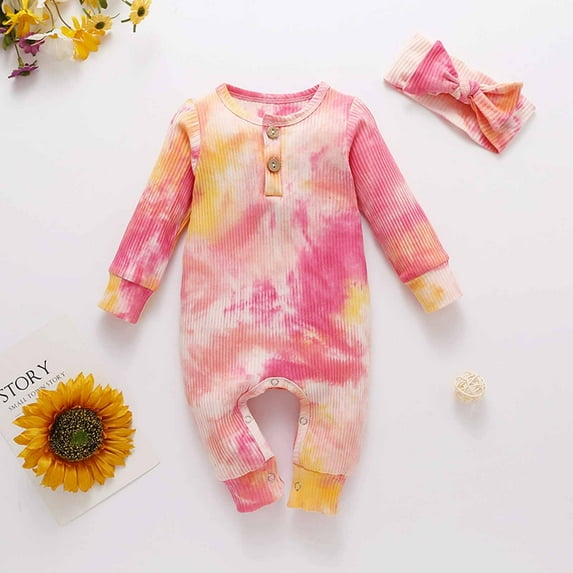 3-6 Months Newborn Baby Girl Romper Clothes Daddys Girls Long Sleeve One Piece Jumpsuit Playsuit with Headband Winter Outfit Hot Pink