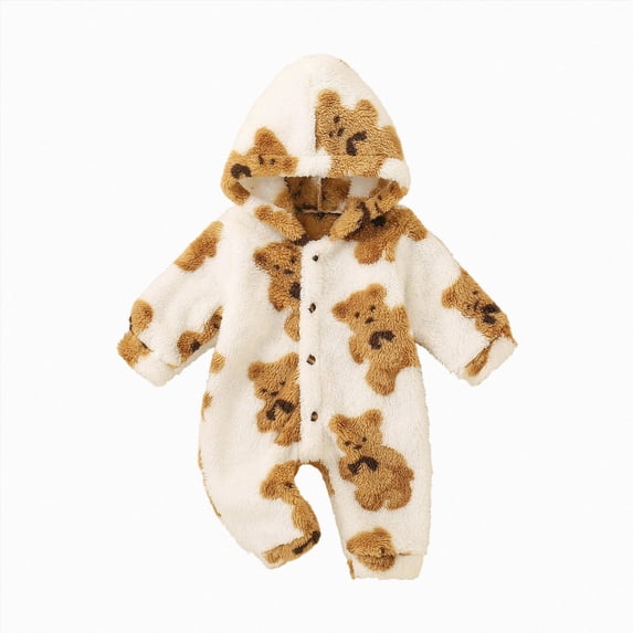 3-6 Months Newborn Baby Girls And Boys Fall And Winter Long Sleeved Hooded Jumpsuit Baby Girls Outdoor Bodysuit